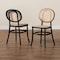 Baxton Studio Garold Mid-Century Brown Woven Rattan and Black Wood 2-Piece Cane Dining Chair Set PR 195-2PC-12386-ZORO - alternate 6